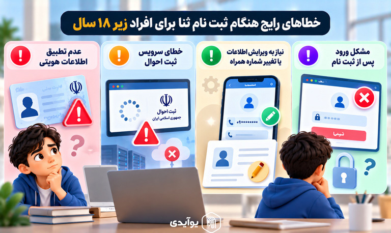خطاهای رایج هنگام ثبت نام ثنا برای افراد زیر ۱۸ سال
